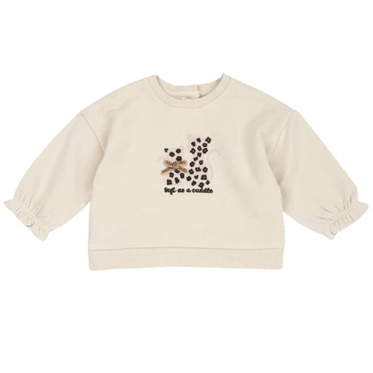 Girls Beige & Grey Applique Sweatshirt with Leggings