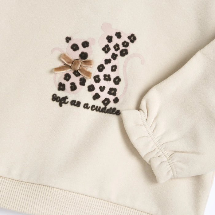 Girls Beige & Grey Applique Sweatshirt with Leggings