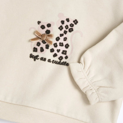 Girls Beige & Grey Applique Sweatshirt with Leggings