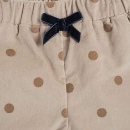 Girls Beige Polka Dot Printed Trouser