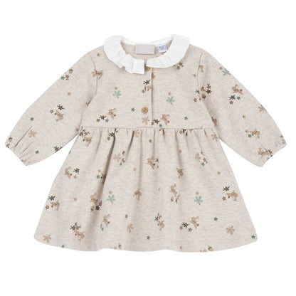 Girls Beige Printed A-Line Dress