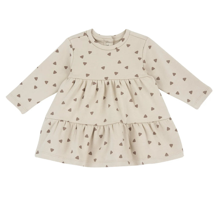 Girls Beige Printed Knitted Dress