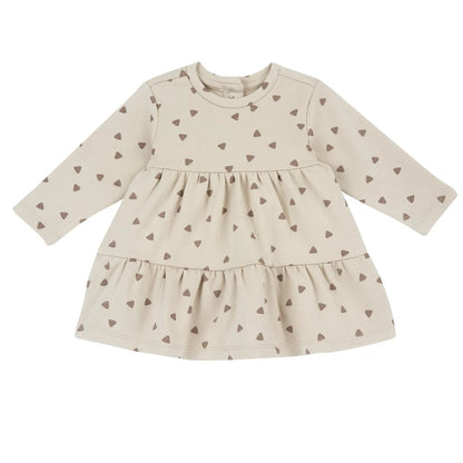 Girls Beige Printed Knitted Dress
