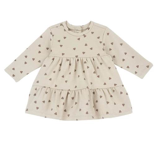 Girls Beige Printed Knitted Dress
