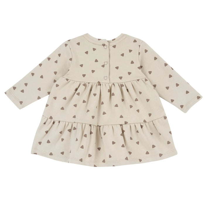 Girls Beige Printed Knitted Dress