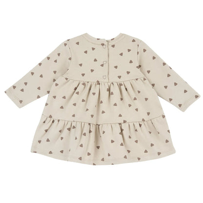 Girls Beige Printed Knitted Dress