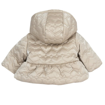 Girls Beige Self Design Polyester Jacket