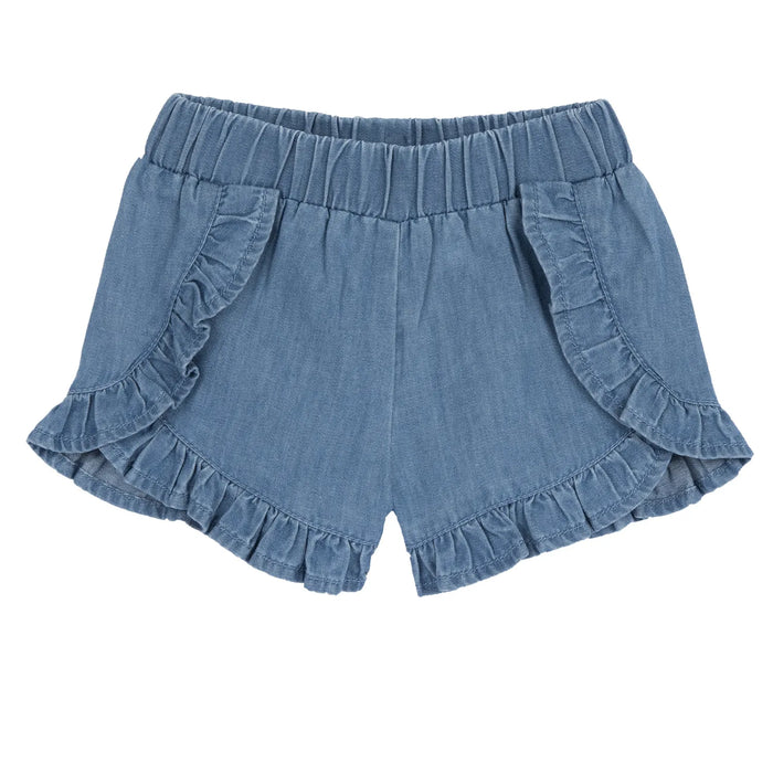 Girls Blue Self Design Shorts