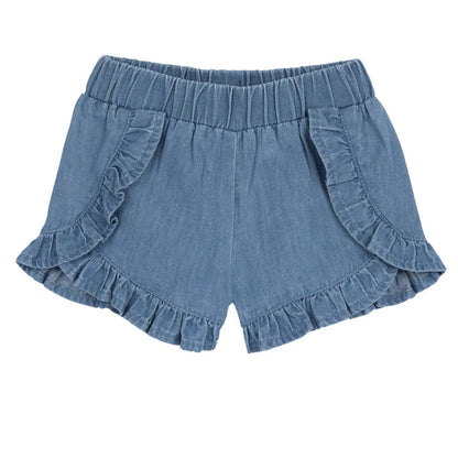 Girls Blue Self Design Shorts