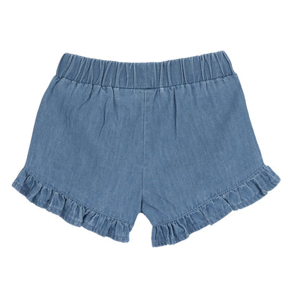 Girls Blue Self Design Shorts