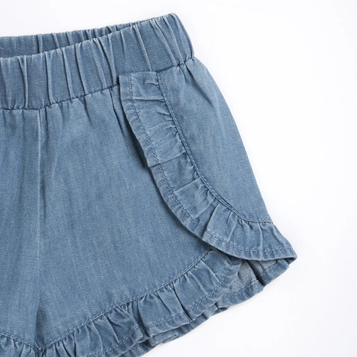 Girls Blue Self Design Shorts