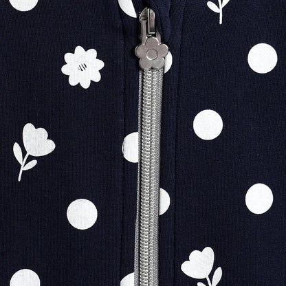 Girls Dark Blue Printed Cardigan