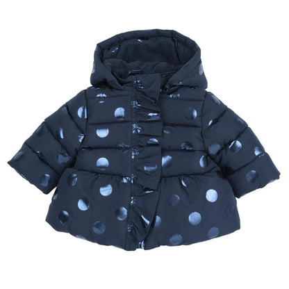 Girls Dark Blue Printed Jacket