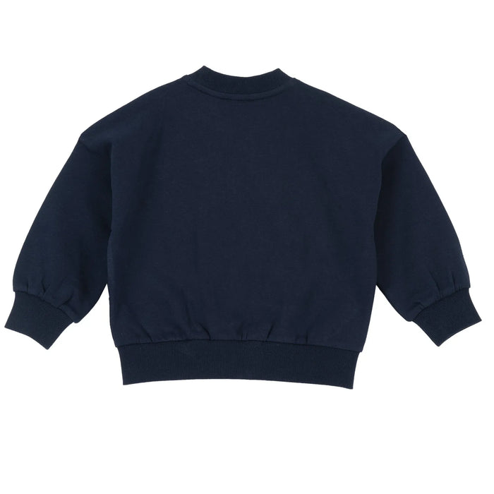 Girls Dark Blue Solid Sweatshirt