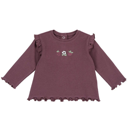 Girls Dark Pink Embroidered Long Sleeve Top