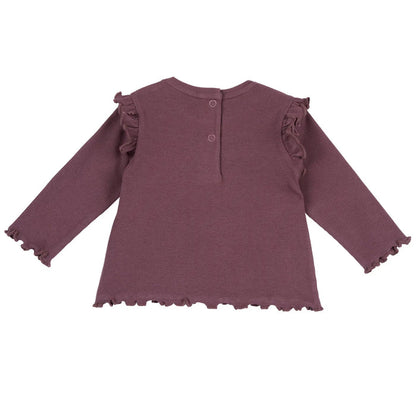 Girls Dark Pink Embroidered Long Sleeve Top