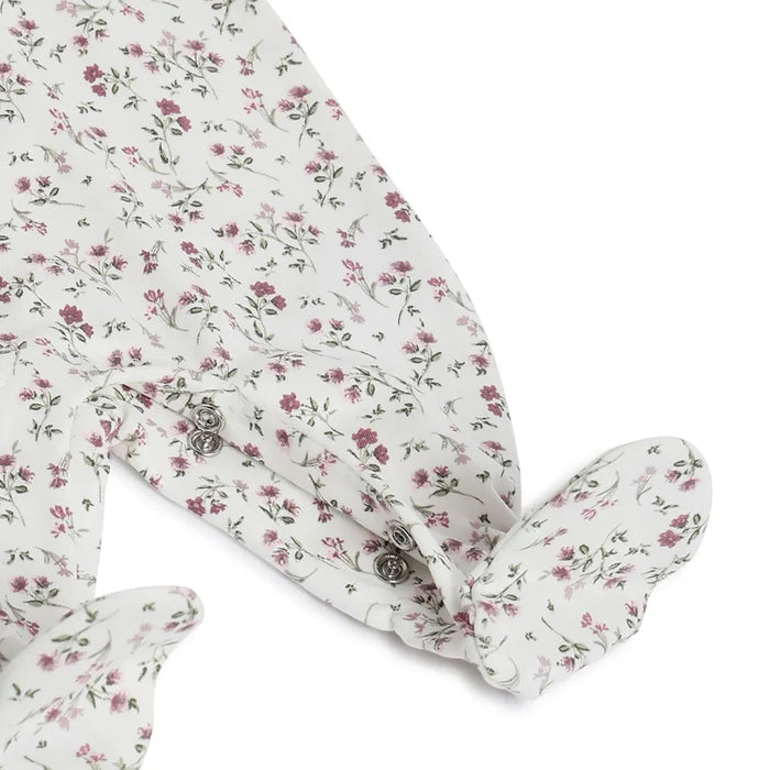 Girls Floral Printed Leg Opening Babysuit