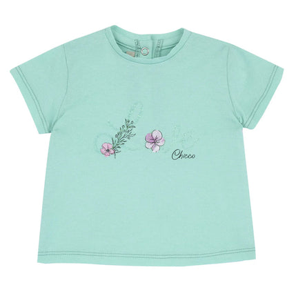 Girls Green Typography Printed T-shirt
