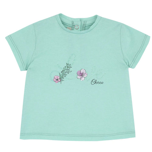 Girls Green Typography Printed T-shirt