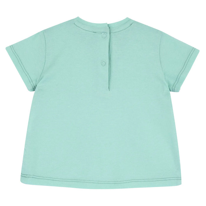 Girls Green Typography Printed T-shirt