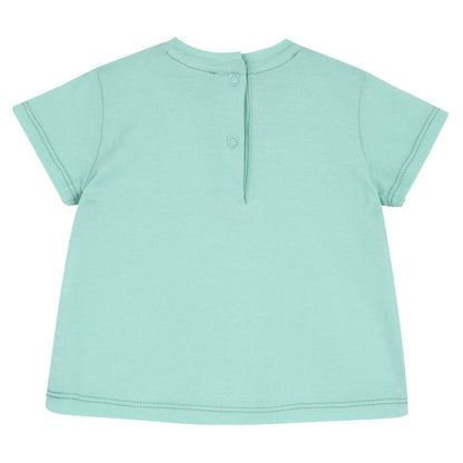 Girls Green Typography Printed T-shirt