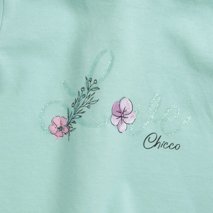 Girls Green Typography Printed T-shirt