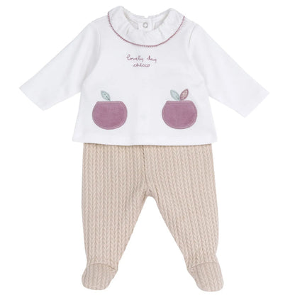 Girls Light Natural Applique Smock with Legging