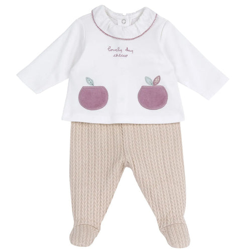 Girls Light Natural Applique Smock with Legging