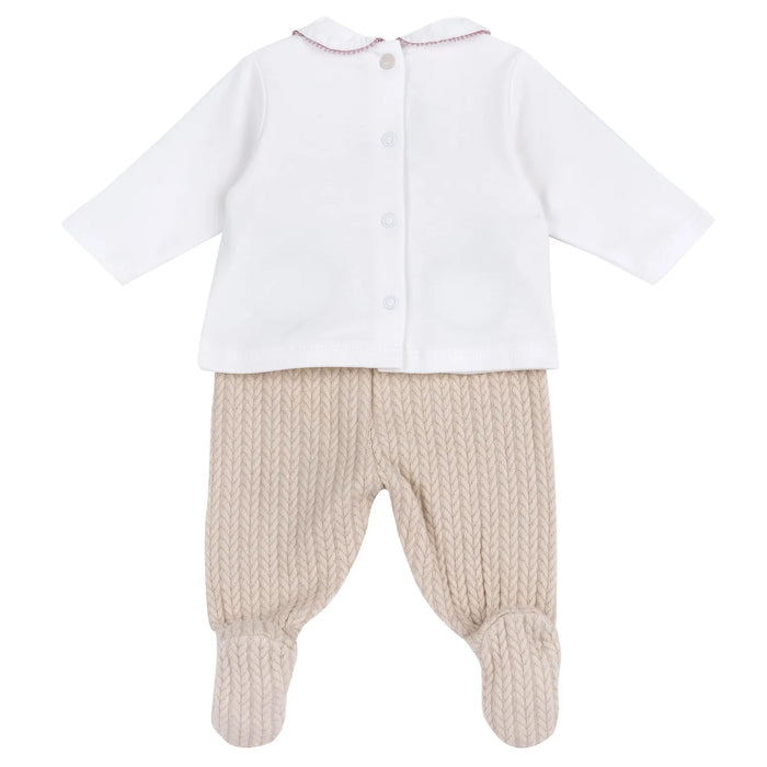 Girls Light Natural Applique Smock with Legging