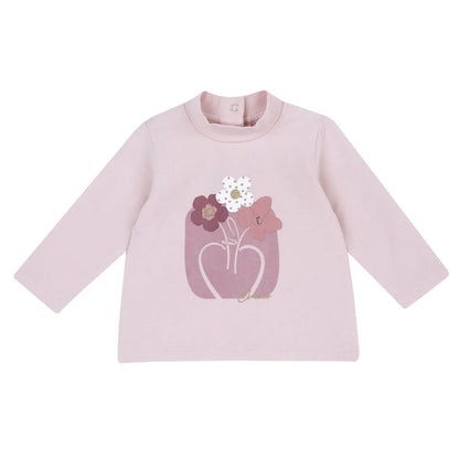Girls Light Pink Cotton Long Sleeve T-shirt