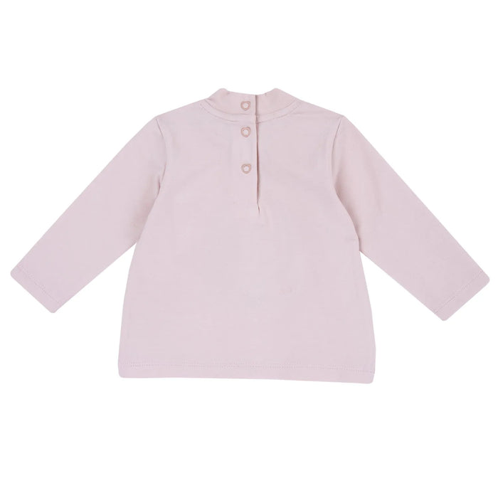 Girls Light Pink Cotton Long Sleeve T-shirt