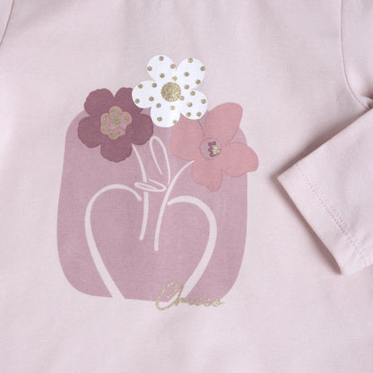 Girls Light Pink Cotton Long Sleeve T-shirt