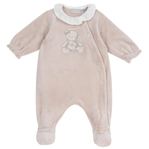 Girls Light Pink Embroidered Front Opening Babysuit