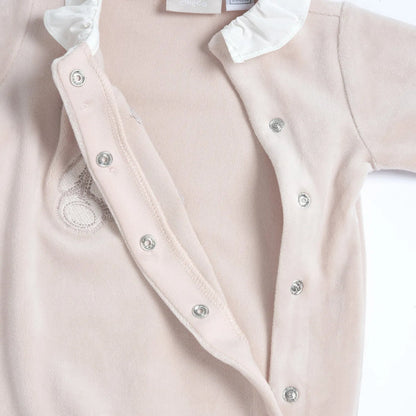 Girls Light Pink Embroidered Front Opening Babysuit
