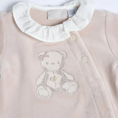 Girls Light Pink Embroidered Front Opening Babysuit