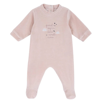 Girls Light Pink Embroidered Knitted Nappy Opening Babysuit