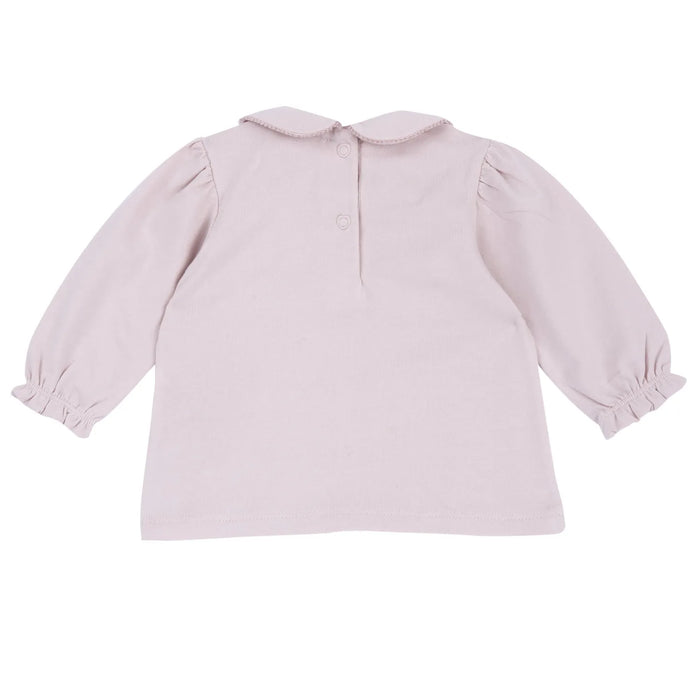 Girls Light Pink Embroidered Long Sleeve Top