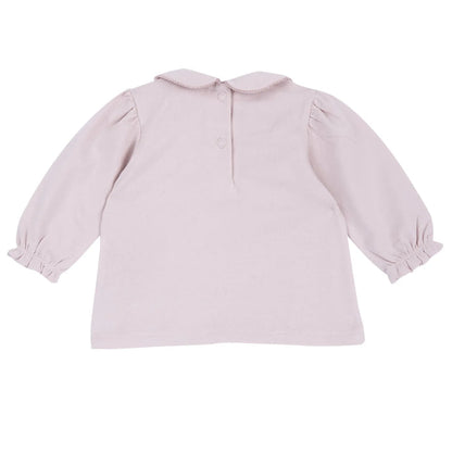 Girls Light Pink Embroidered Long Sleeve Top