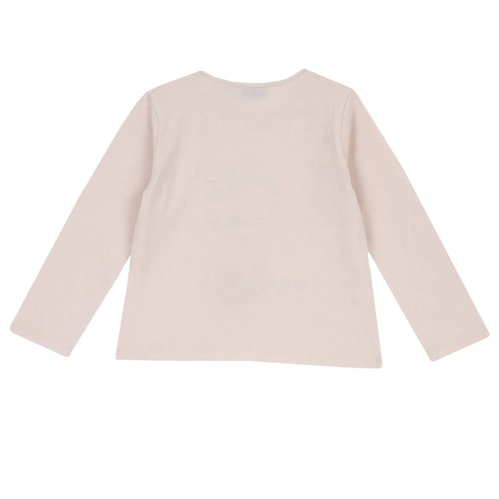 Girls Light Pink Graphic Printed Long Sleeve T-shirt