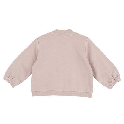 Girls Light Pink Printed Knitted Sweatshirt