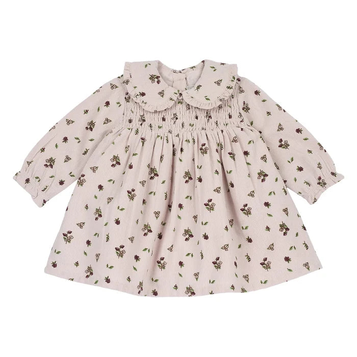 Girls Light Pink Printed Long Sleeve Dress