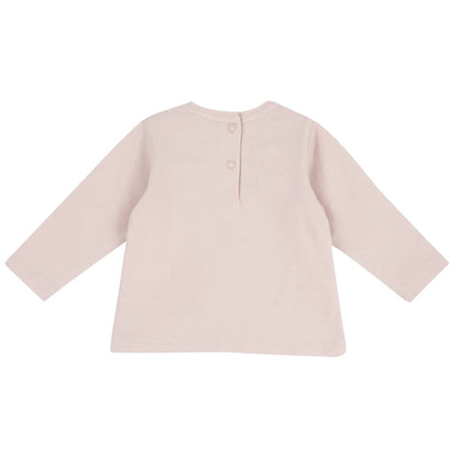 Girls Light Pink Printed Long Sleeve T-shirt