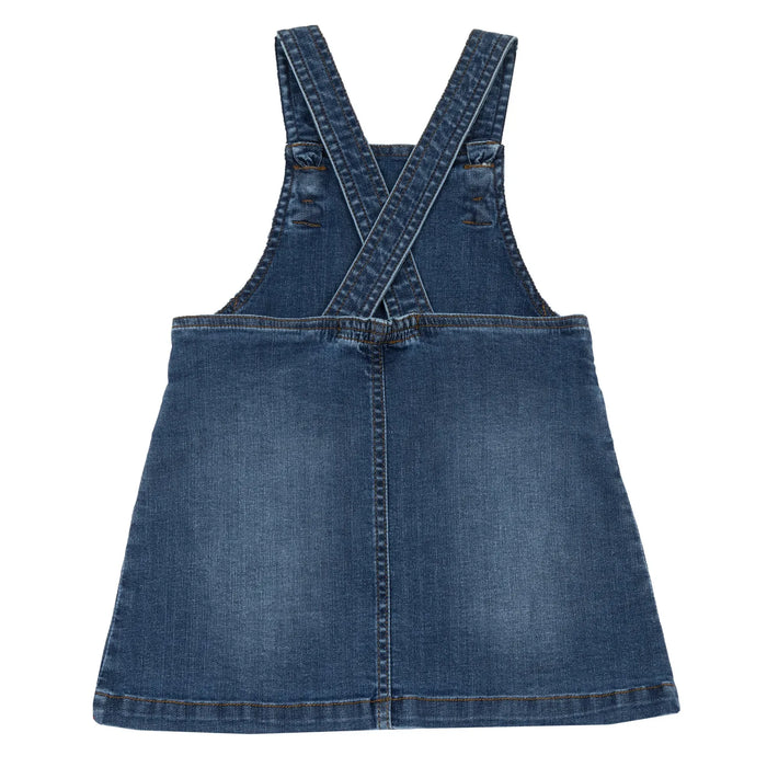 Girls Medium Blue Self Design Overall Skirt
