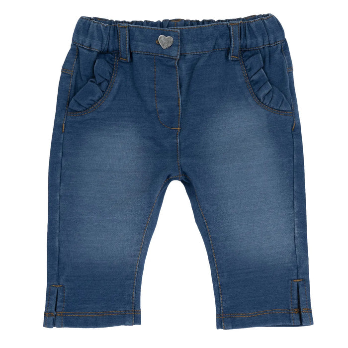 Girls Medium Blue Solid Jeans