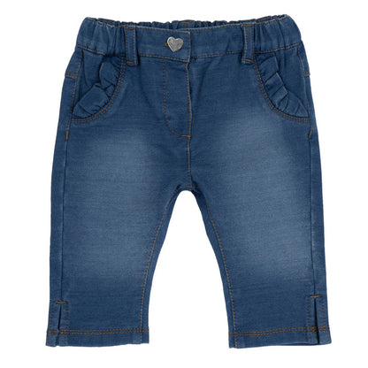 Girls Medium Blue Solid Jeans