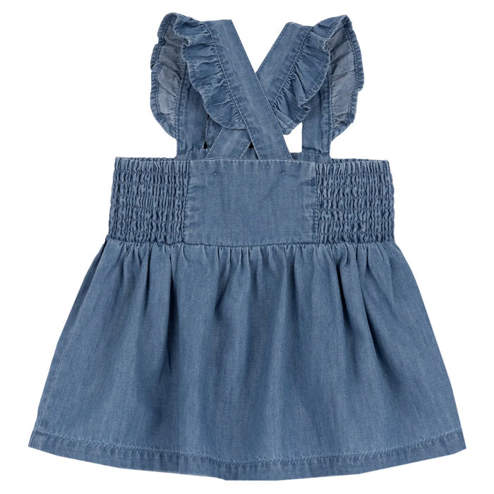 Girls Medium Light Blue Denim Overall Skirt