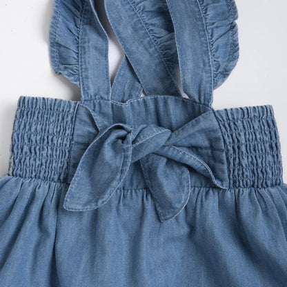 Girls Medium Light Blue Denim Overall Skirt