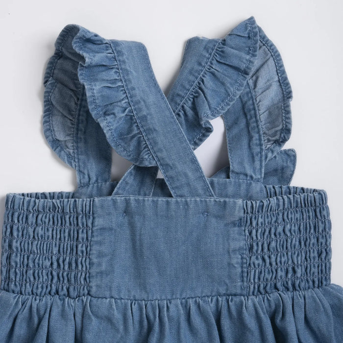 Girls Medium Light Blue Denim Overall Skirt