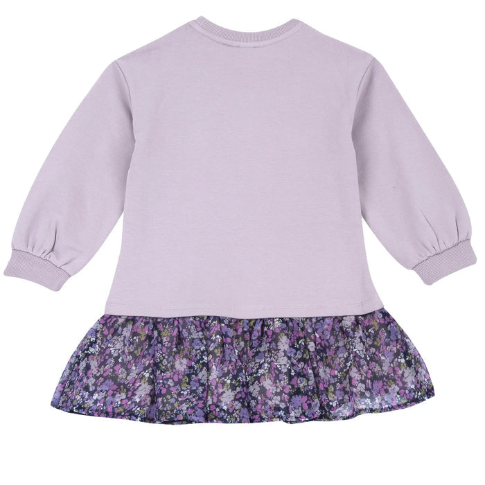 Girls Medium Lilac Embroidered Fleece Dress