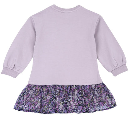 Girls Medium Lilac Embroidered Fleece Dress